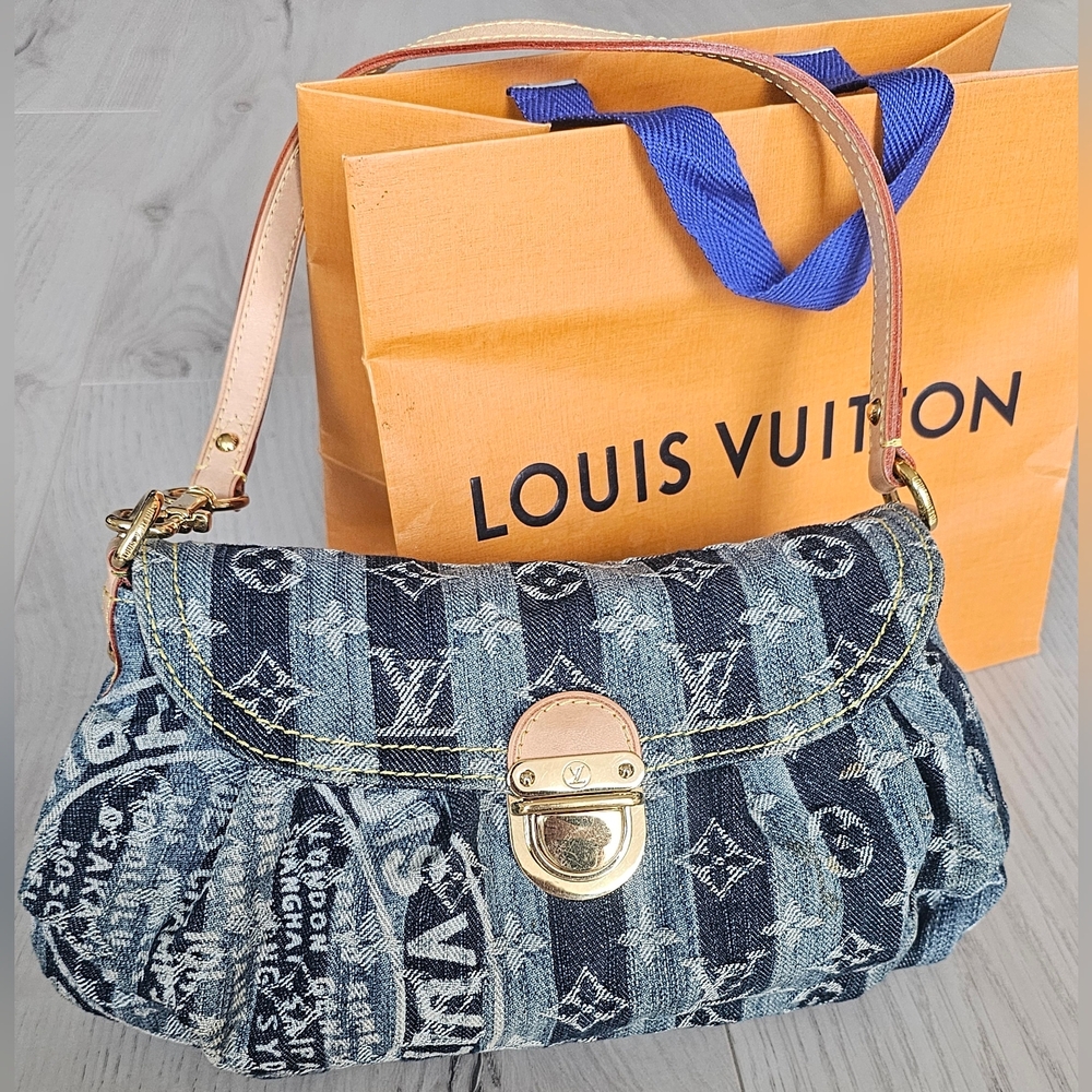 Louis Vuitton Limited Edition Raye Monogram Mini Denim Pleaty Bag - Picture 1 of 15